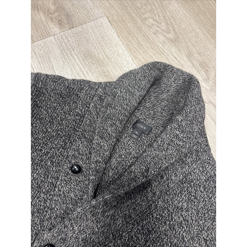 J Crew Cardigan Mens M Gray Marl Shawl Neck 100% Lambs Wool Button Up Heavy